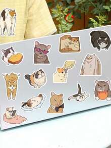 50 Stück süße Katzen Ästhetik Aufkleber, kawaii realistische Katzen Graffiti Aufkleber, lustige Haustier Aufkleber für Tagebuch, Kühlschrank, Schrank, Geldbeutel, Rucksack, Umschlag, Zeitschrift, Dekoration, Studenten Belohnung - Verschiedenfarbig - Übersicht 8