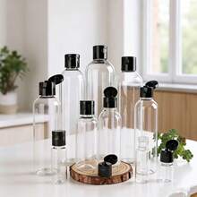 5个3.4盎司/100毫升旅行装带翻盖空瓶，非常适合化妆品旅行 - 黑色 - 查看 2