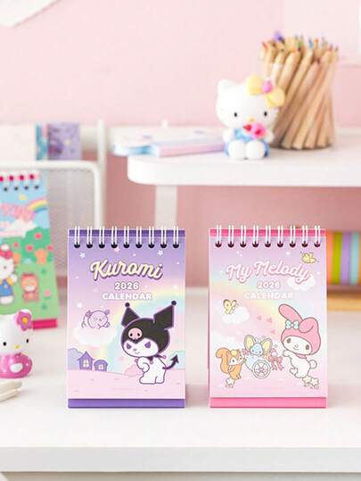 SANRIO Leuke staande kalender voor 2026 - Esthetische bureaudecoratie voor school en kantoor, perfect cadeau voor fans