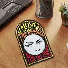 1pc "I Move The Stars For No One" Hot Melt Embroidery Patch, DIY Clothing Decoration Fabric Patch Accessory - A - View 5