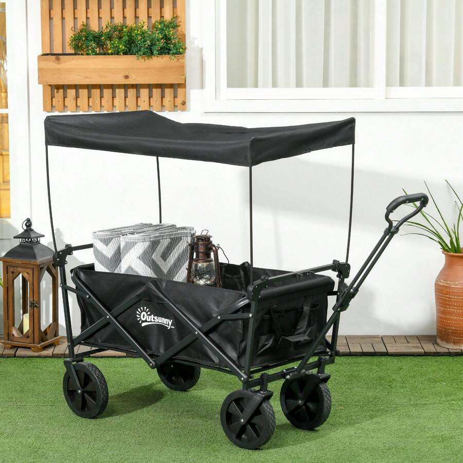 Outsunny Folding Wagons - màu đen - Xem 1