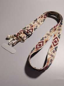 Minimalist Lanyard Gasket Rhombus Pattern Retro Pearl Lanyard Minimalist Fashion Halter Wide Shoulder Strap Long Detachable Phone Case Holder Spring Gift - Multicolor - View 12