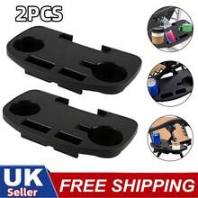 2PCS Clip On Camping Chair Side Table Cup Holder & Phone Storage Tray Outdoor UK - Black - View 1