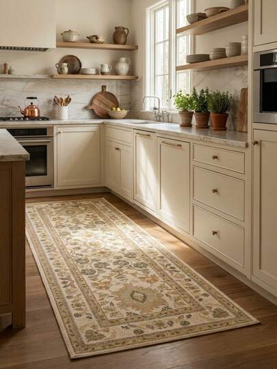 1 件复古波西米亚风花卉图案地毯/地垫/浴室垫/门垫/走廊垫，柔软可水洗，适用于浴室、厨房、玄关、走廊、卧室、客厅等家居装饰