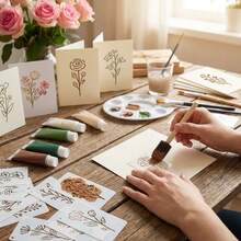50件/套 花卉系列 DIY绘画模板套装 可重复使用镂空绘画模板 PET材质 可水洗 墙面艺术模板 卡片制作 - 多色 - 查看 2