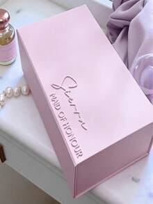 Personalized Gift Box With Lid, Magnetic Decorative Box With Custom Name - Ribbon Closure - Sturdy Cardboard Gift Box For Bridesmaids, Groomsmen, And Wedding Party - Bridesmaid Gift Box, Magnetic Lid Storage Box, Suitable For Wedding Celebrations - Multicolor - View 8