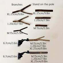 Bộ 2 giá đỡ tắm bằng cành cây tự nhiên có giác hút dành cho vẹt, thích hợp cho các loài chim (Đồ thủ công bằng gỗ) - Xem 3