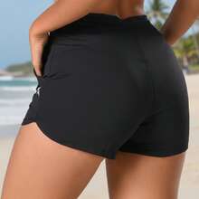 Acqua Bronze Kit 2 Shorts Suplex Drawstring Pocket Adjustable Women's Versatile Bath Sport Double Waistband Sporty Simple Casual - 海軍藍/黑色 - 查看 4