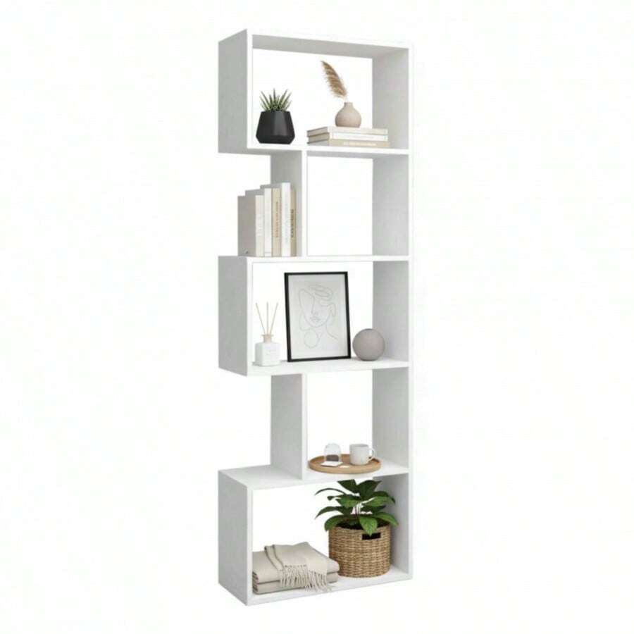 Miroytengo Librería, Estantería, Neón Salón Blanco Mate 5 Estantes 181x60x25 cm Mueble Abierto Melamina Alta Calidad Diseño Vanguardista Almacenaje Despachos y Oficinas Estante Variado Tallas Sin Trasera Instrucciones Incluidas De 2 a 3 días de envio - Blanco - Ver 1