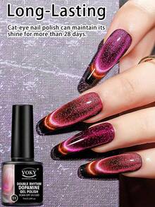 VOKY 6件套双光磁性猫眼美甲油套装，透明亮泽，UV/LED灯，半永久美甲，7毫升 - 彩色 - 查看 4