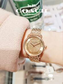 Coach ELLIOT Series Women's Watch, Rose Gold Tone Case Rose Gold Stainless Steel Band Gold Sand Dial - 玫瑰金 - 查看 10