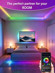 1 Set LED Light Strip, USB Powered, App Control, Music Sync Color Changing, Dimmable, Multiple Modes, Self-Adhesive, Available In Various Sizes, Suitable For TV/Computer Backlighting, Holiday, Indoor Home Decor, Bedroom Ambiance - Multicolor Light - View 5