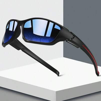 WSZ Fashionable Vintage Unisex Square Oversized Sport Glasses Luxury Brand Designer Glitter Material Pastel Eyeglasses Classy Aesthetic Shades For Men Women Cycling Fishing Hiking Camping Mountain Climbing Driving Motorbike Beach Vacation Summer Tourism Shopping Outdoor Sports Daily Leisure Eyewear