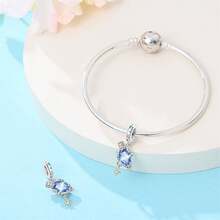 A Silver Plated Snowflake Glass Bead Crystal Bottle Love Pendant Suitable For 3mm Bracelets, DIY Bead Bracelets, Women's Fashion Jewelry, Holiday Birthday Gifts - Multicolor - View 2