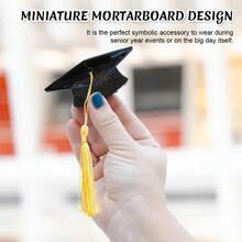 1pc Mini Graduation Hat Hair Claw Women's Tassel Hair Clip, Suitable For Graduation Parties - A-Black - View 6