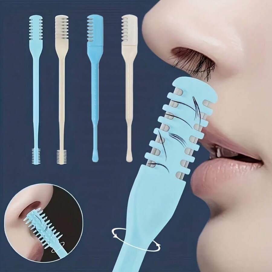 Double-Sided Nose Hair Trimmer 2-Pack, Portable Manual Nose Hair Trimming Set, Suitable For Both Men And Women, 360-Degree Rotating Nose Hair Trimmer - Nose Care Tool
