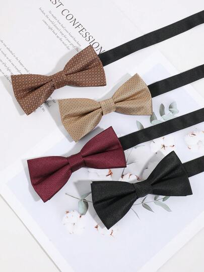 1pc Men's Fashion Minimalist Solid Color Striped Pattern Bow Tie, Comfortable Versatile For Daily, Commute, Party Matching