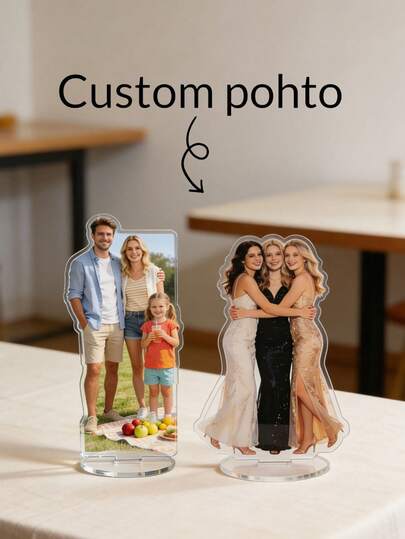 1 pieza Soporte de retrato de acrílico personalizado, soporte de exhibición de acrílico personalizado para fotos de pareja de boda y perro mascota, estilo clásico romántico, adecuado para decoración del hogar, regalos, fiestas y decoración de oficina, gran regalo para familia, amigos, compañeros de clase, familiares y parejas