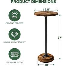 Small Side Table, Round Drink Table, Sofa End Table For Living Room, Coffee Tables For Bedroom, Rustic Brown - 1 - View 4