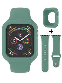 二合一，兼容 40mm、41mm、42mm、44mm、45mm、46mm 和 49mm 的 表带和表壳。柔软舒适、休闲运动的硅胶表带，搭配防震、防刮、弹性十足的硅胶表壳。兼容 Ultra/11/10/9/8/7/6/5/4/SE 型号。男女通用。完美贴合，触感舒适。 - 矽膠錶帶+錶殼-松針綠 - 查看 3
