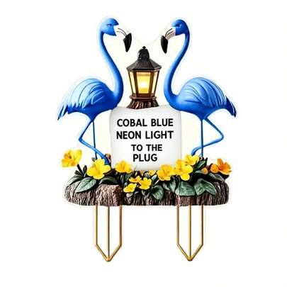 2D Acrylic Flamingo With Lantern Garden Stake, Outdoor Yard Decor