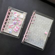A6/A7 Single-Hole Transparent Notebooks, Pink Binder Stickers Notebooks, Sticker Notebooks, Photo Card Organizers, Dual-Button Soft Leather Transparent Covers For Notebooks, Handmade DIY Diaries, Albums, Stickers, Notebooks, Planners, Student Stationery, Office Supplies - Sets - View 3