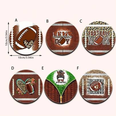 6pcs 2D Printed Football Sports Event Design Round PET Coasters, Suitable For Yard, Kitchen, Living Room, Family Gathering Dining Table Decor, Gift For Friends And Family On Holidays, Suitable For Valentine's Day, Wedding, Birthday Party Home Decor Accessories, Best Gift For Friends