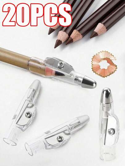 20pcs/6pcs/1pc Bullet Tip Single Hole Eyebrow Pencil Sharpener Tool, Suitable For Retractable Eyebrow/Eyeliner Pencils, Mini Portable Multi-Function Pencil Sharpener To Create Perfect Eyebrows And Long-Lasting Makeup, Affordable Makeup Accessory For Vanity, Bedroom, Travel, Christmas Gift (Eyebrow Pencil Not Included)
