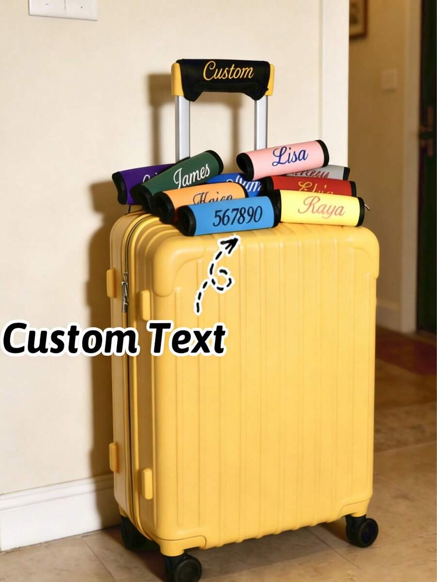定制姓名行李箱拉杆套，个性化文字行李箱拉杆套，可定制行李箱套，14x15厘米，橙色/红色/蓝色/黄色/玫红色/黑色/绿色，行李箱套，母亲节礼物，复活节礼物，情人节礼物，生日礼物