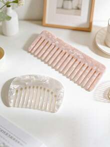 Bộ 2 lược chải tóc nữ bằng nhựa acetate họa tiết vân đá cẩm thạch, lược chải tóc bằng nhựa nhiều màu sắc chống tĩnh điện, phụ kiện tóc tối giản, thanh lịch, đa năng, giúp tạo kiểu tóc mượt mà không gây hư tổn, thích hợp cho mùa hè, kỳ nghỉ và du lịch. - Nhiều màu - Xem 2