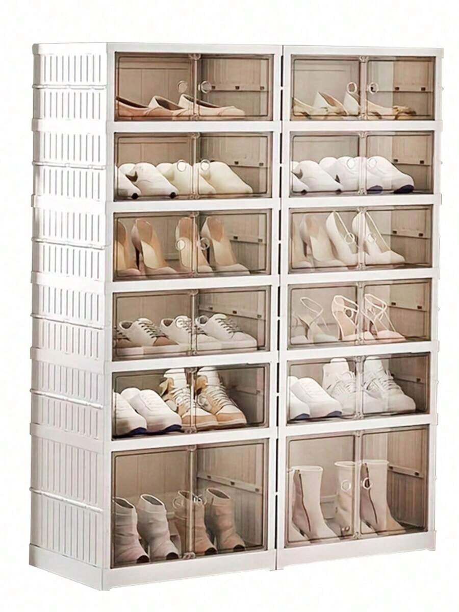 3/6/9layer Foldable Shoe Rack, Suitable Wardrobes, Plastic Shoe Racks, Foldable Shoe Storage Boxes, Stackable Transparent Shoe Boxes With, Easy-To-Assemble Shoe Cabinets, Living Room Entrance, Bedroom And Dormitory Accessories, Storage And Organization - View 1