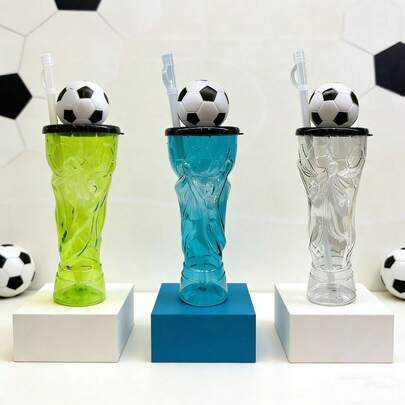 FIFA 1PC Hercules Cup-Shaped Football Straw Cup, Good-Looking Water Cup For Match Support, Large-Capacity Portable Plastic Cup, With Lid And Straw Leak-Proof Design, The Same Drink Cup For Fans, Full Of Atmosphere For Daily Drinking And Watching Football, Multiple Colors Available, Resistant To Falling , Perfect Collection For Football Lovers As Gifts
