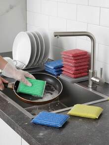 4/8/16pcs Dish Washing Sponges, Steel Wool Sponges, Durable Cleaning Cloths For Kitchen, Pot, Dish, Bowl Scrubbing - Multicolor - View 10