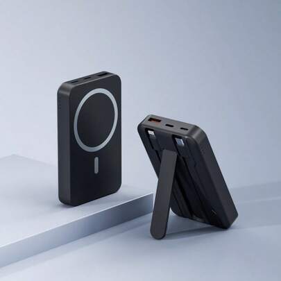 10000mAh Fast Charging Portable Power Bank – Built-In USB-C Charging Cable With Foldable Phone Stand & Dual High-Speed Output Ports, Ultra-Compact Lightweight Design Easy To Carry, Wide Compatibility With IPhone17/16/15/14/13 & All Android Devices, Perfect Holiday & Birthday Gift For Family And Friends