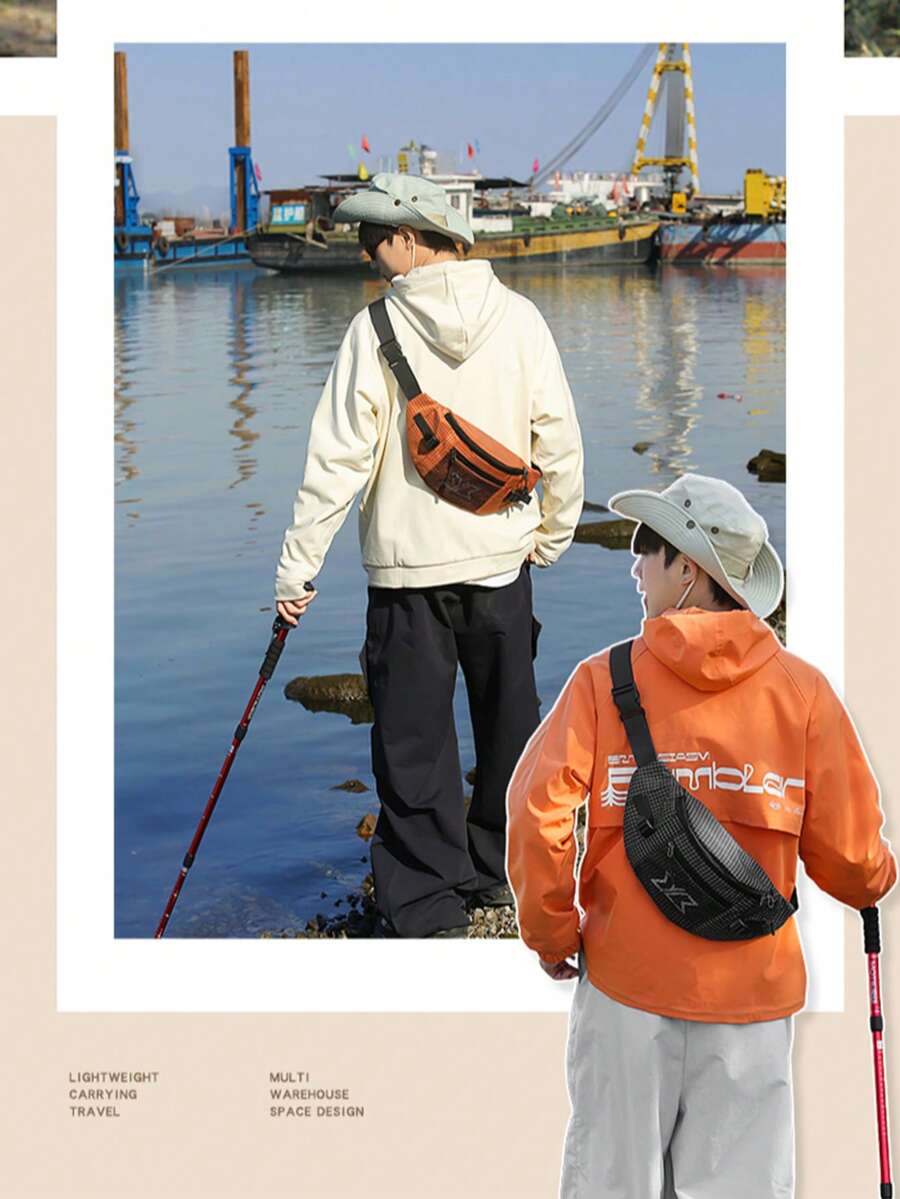 Streetwear Utility Chest Bag, Unisex Lightweight Sports Waist Pack, Casual Shoulder Crossbody Bag