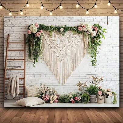 A Bohemian Wedding, Showing A Background With Brown Curtains And Beige Reeds, Is Very Suitable For Decorating The Walls Of The Living Room, Bedroom And Office, As Well As For Birthdays. Various Styles And Sizes Are Available.