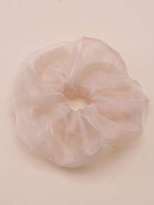 1pc Large Mesh Hair Scrunchie - Beige - View 6