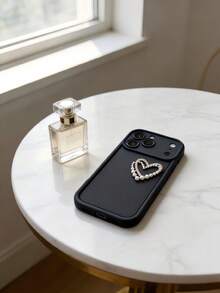 1个创意可爱金色双心楼梯相框手机壳，兼容 16/17 Pro Max，全包防震保护套，简约设计，卡通风格，完美保护您的手机，也兼容荣耀X7/S26 S25 S24 S23 S22 Ultra A56 5G/Smart 8/Hot 40/Transsion Spark 30C/Spark Go 2024/Note 14 5G/Moto E22/E22i/A54 - 黑色 - 查看 4