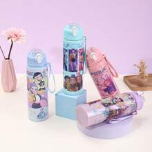 1pc 700ml KPOP Witch Hunting Girl Group Straw Cup, Cute Cartoon Design With Rope, Large Capacity Plastic Water Bottle - Multicolor - View 8