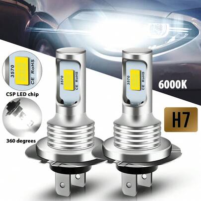 2 piezas Bombillas LED H7 para faros delanteros de coche, haz alto/bajo, 6000K blanco, luces antiniebla y de conducción para coche, camión y motocicleta, 12V