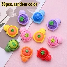 5/10/30pcs Summer Ocean Style Cute Mini Fruit Turtle Beads DIY Ornaments 24*17MM Miniatures Turtle Lovely Flatback Beads For Girls DIY Craft Making(No Hole) - Multicolor - View 9
