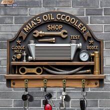 1 Oil Cooler Machine Tool Key Hook | Wooden Multi-Functional Home Key Rack, With Four Metal Hooks, Wall Decoration, Porch Decoration, Room Decoration, Villa Decoration, Seasonal Home Decoration - Multicolor - View 4