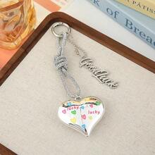 1个女士ins风街头涂鸦心形吊坠钥匙扣，酷炫字母合金材质，送给闺蜜的礼物 - 彩色 - 查看 5