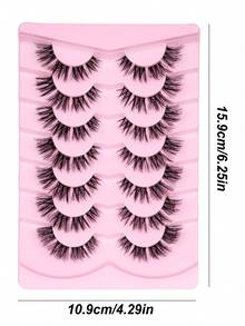 7对卡通风格、自然仿貂毛、透明梗、Y2K风格、3D长猫眼、自然浓密睫毛嫁接、化妆工具 - 黑色 - 查看 5