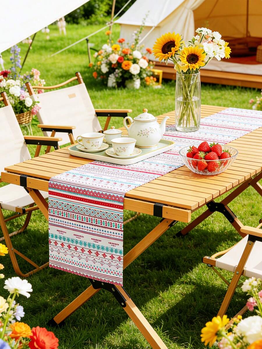1 Stück Tischläufer im Boho-Stil, rot-geometrisches Streifenmuster, rechteckige Tischdekoration, waschbar, geeignet für Couchtisch, Schuhschrank, Tischdekoration, passend für Esszimmer, Wohnzimmer, Zusammenkünfte, Partys, Picknicks, Camping, Feiertage, Outdoor-Dekoration, Frühling/Sommer - Verschiedenfarbig - Übersicht 1