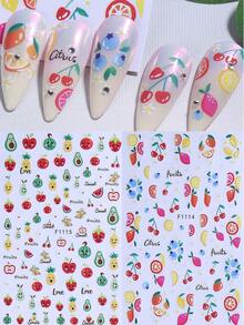 2 miếng dán móng tay hình trái cây dễ thương, tự dính 3D, bao gồm táo, dâu tây, bơ, dứa, chuối, lê, dưa hấu, chanh và nhiều họa tiết mùa hè & mùa xuân đầy màu sắc khác, phù hợp cho nữ. - Nhiều màu - Xem 8