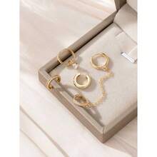 4 Pcs Fashionable Cu Zirconia Chain C-Shaped Ear Cuff Earrings Suitable For Women's Daily And Party Wear Copper Jewelry For One Ear Only - Vàng - Xem 6