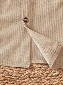 Áo khoác dài tay bằng vải nhung kẻ cho bé trai, màu mơ. - Màu be - Xem 8