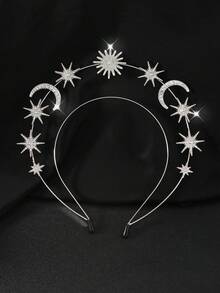 1/2pcs Bohemian Sun Goddess Crown, Star & Moon Headband, Boho Style Hair Accessories, Gift, Travel, Women, Holiday Gift, Gift & Souvenir, Women Hair Band Hair Band Hair Hoop Travel Accessories - Multicolor - View 6