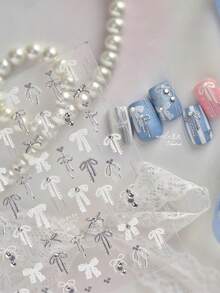 1 Piece Exquisite Lace Bow Sticker 5D Self-Adhesive Nail Sticker Bow Rhinestone Nail Sticker - Multicolor - View 4